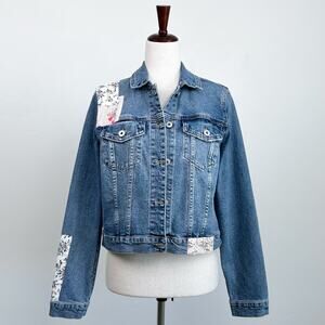 Chelsea & Violet Denim Floral Patchwork Jean Jacket
